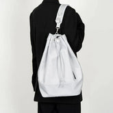 Y2k Aesthetic Simple Shoulder Bag Nylon All Match Solid Handbags Trendy Vintage Drawstring Crossbody Bags Trendy